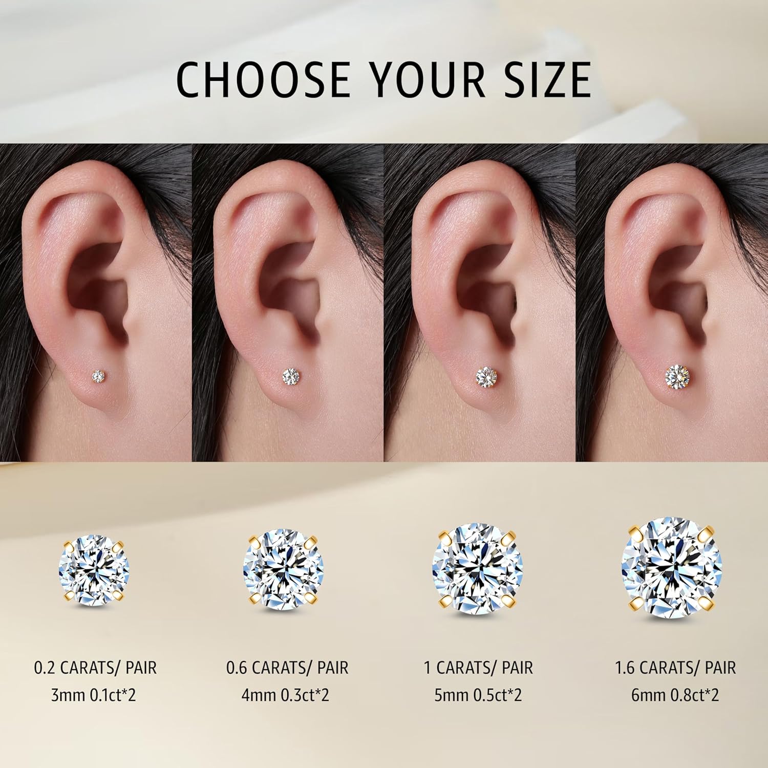 Limerencia Moissanite Stud Earrings, F136 Titanium Screw Back Earrings, D Color VVS1 Clarity Lab-created Moissanite Earrings, Hypoallergenic G23 Pure Titanium for Women Men Sensitive Ears - Image 3