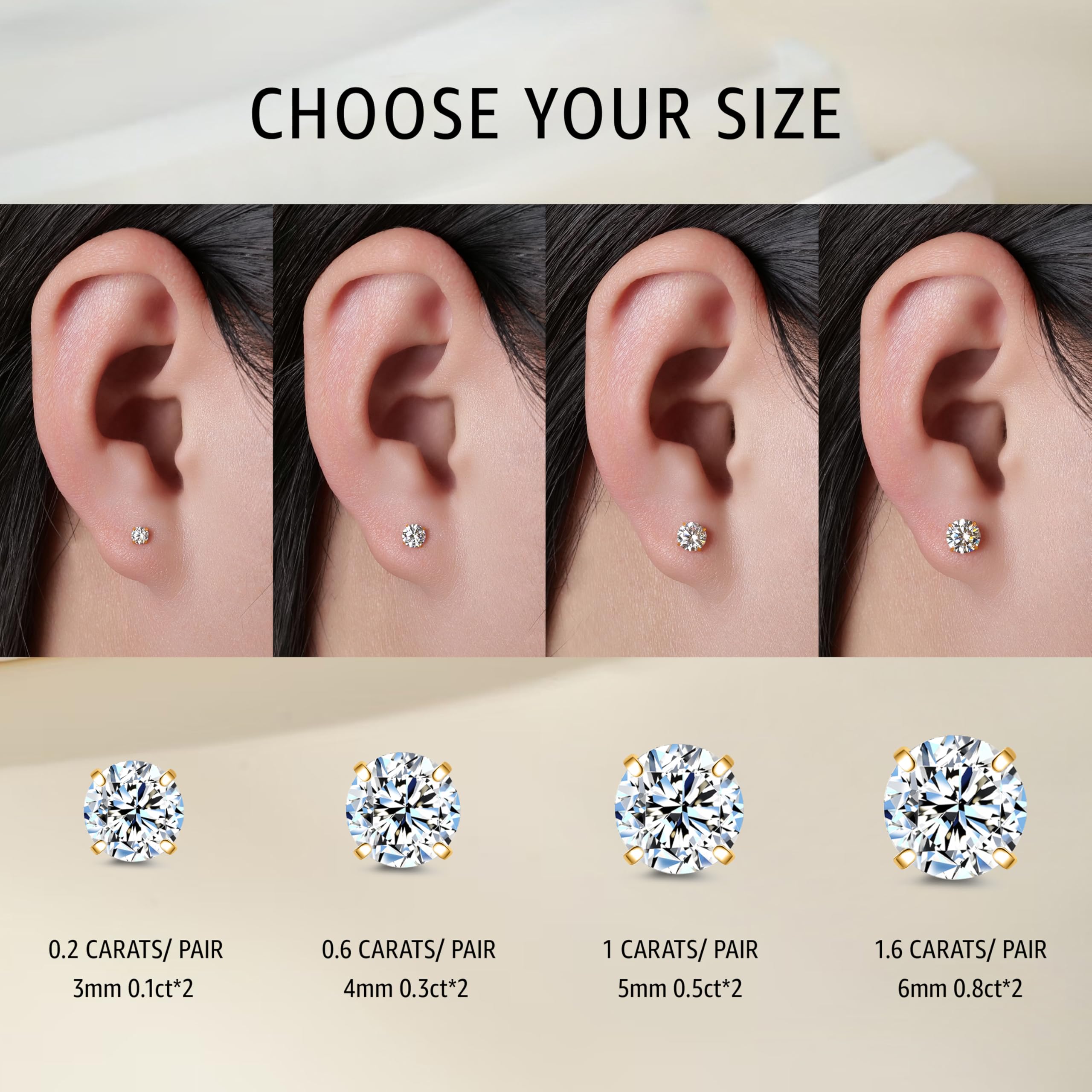 Limerencia Moissanite Ohrringe Damen, Titan Hypoallergen Schmuck Geschenk für Frauen, VVS1 Reinheit D Farbe