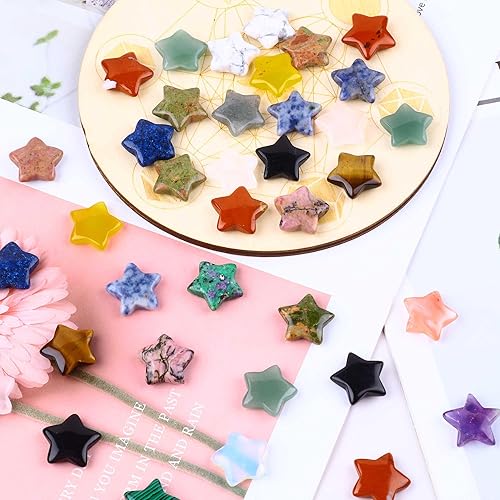 Miniatura 7 de 50 piedras de cristal en forma de estrella a granel de 0.8 pulgadas, mini estrellas de cristal surtido, piedras preciosas de palmera de bolsillo