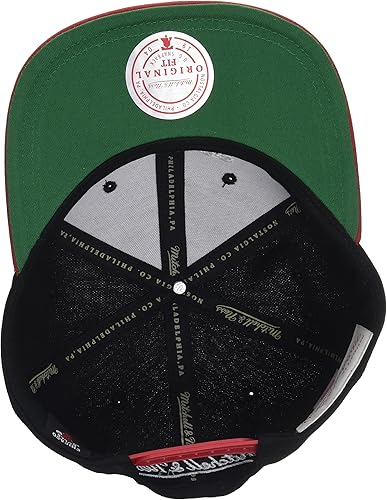 Miniatura 3 de Mitchell & Ness Chicago Bulls Logo Bill 2Tone Gorra El Snapback, Sombrero Negro Rojo, negro rojo