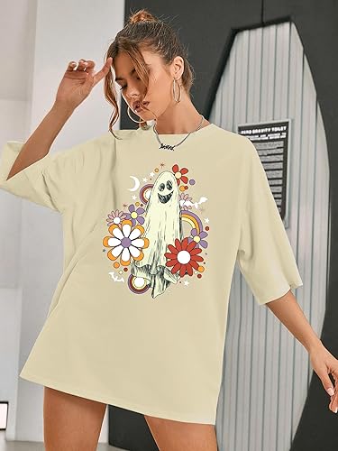 Miniatura 3 de Camiseta de Halloween para mujer, diseño de calabaza King, camiseta de personajes de cara para fiesta de Halloween