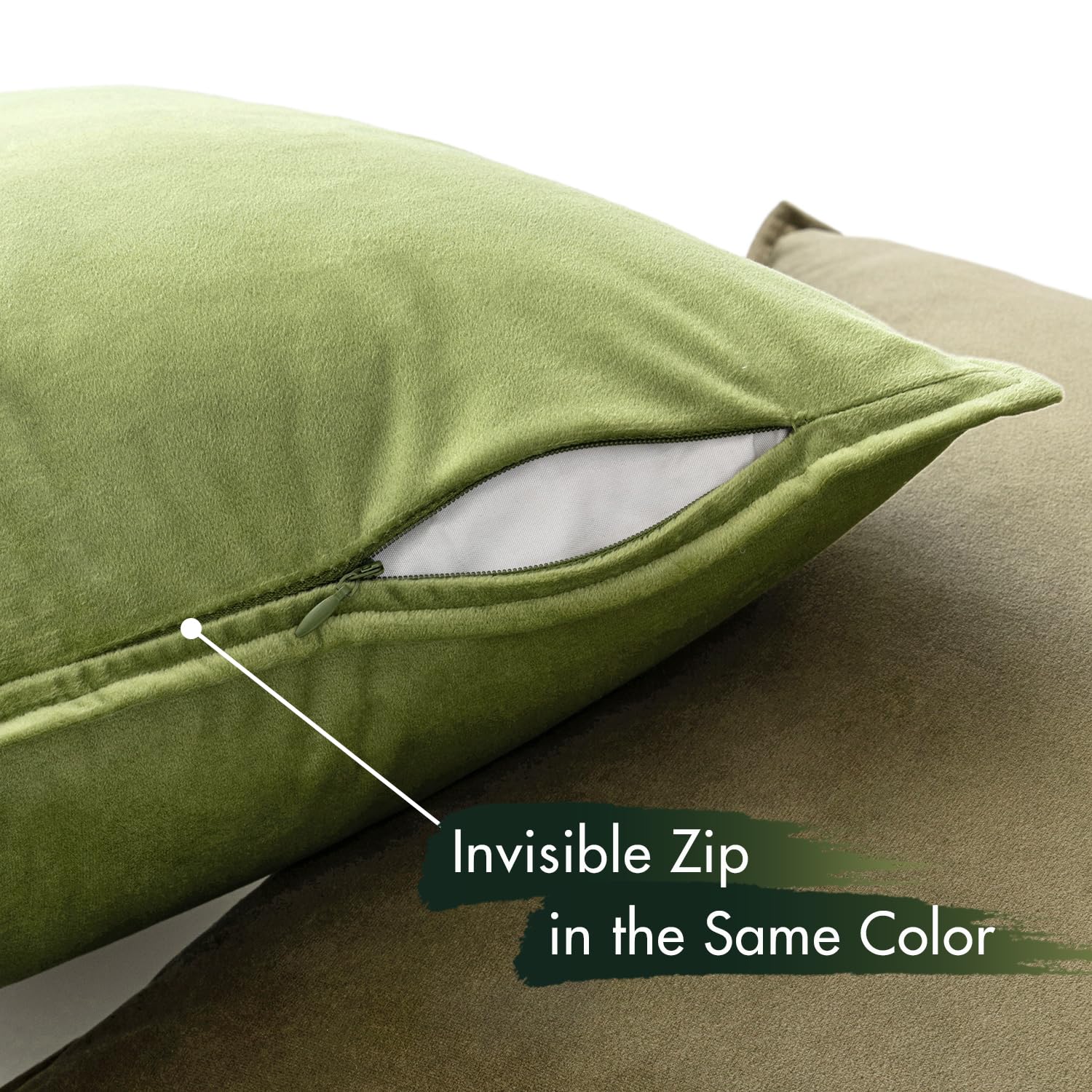 MIULEE Set di 4 Federde Cuscini per Divano in Velluto 40x40cm Decorative Federe Copricuscini per Divano Soggiorno Camera da Letto con Cerniera Invisibile Fodere Cuscino Serie Verde