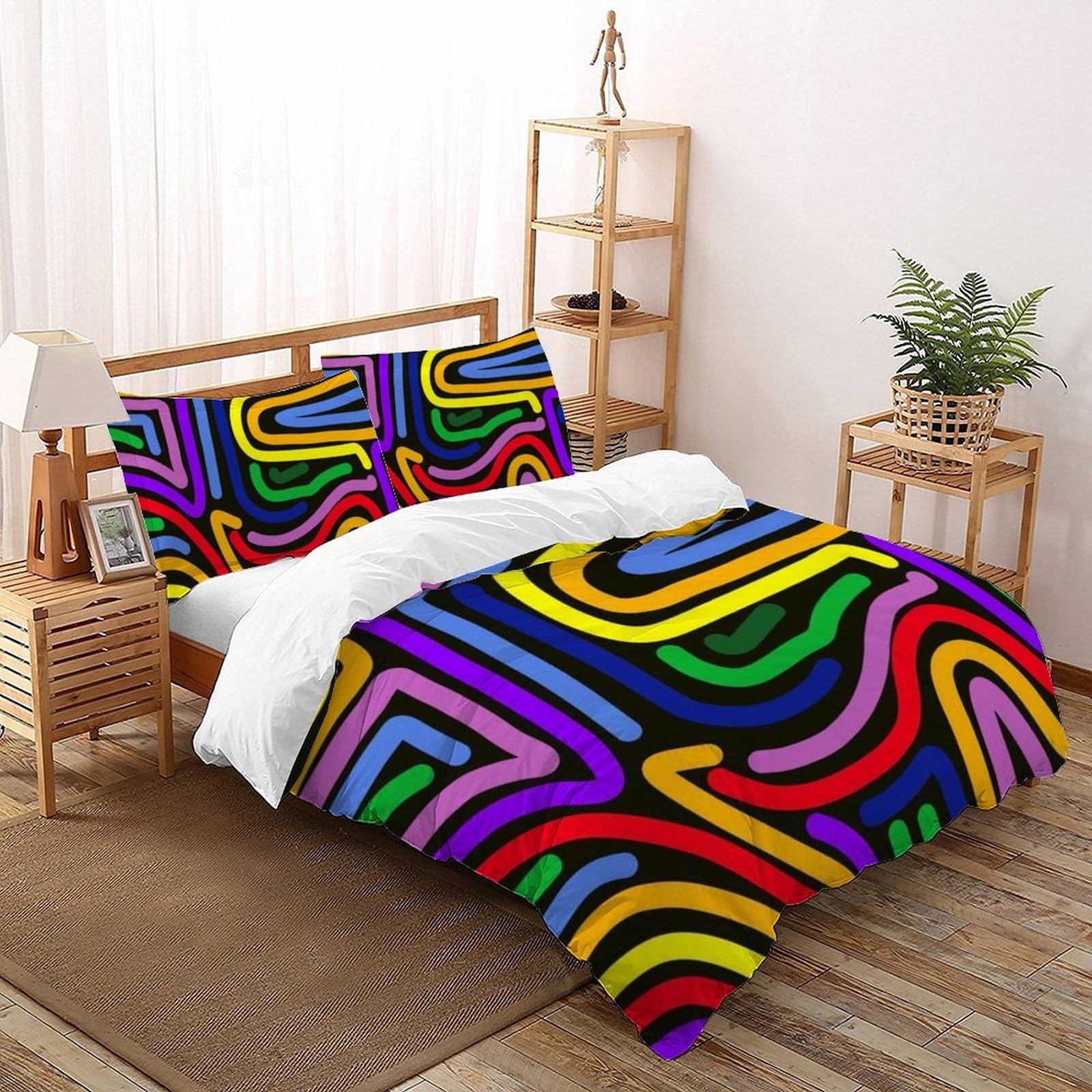 Parure de lit Super King 3D Neon Bean Eater finition haut de gamme avec zips