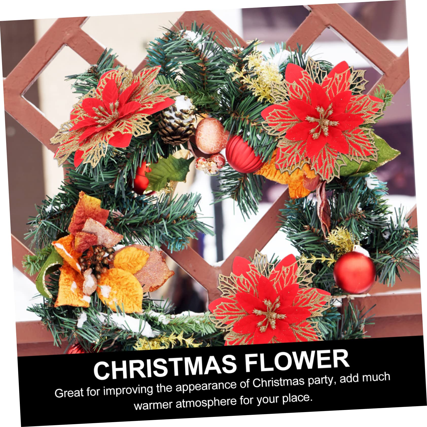 Cabilock 30piezas Flores Artificiales De Navidad para Decoración De Árbol Adornos para De Navidad Accesorios De Flores De Poinsettia Decoración para Bodas y Cumpleaños