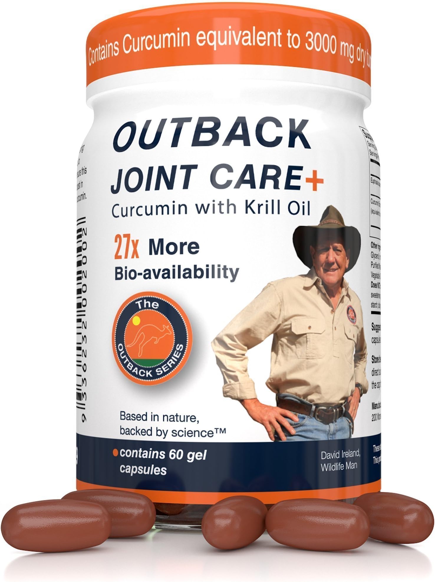 Outback Joint Care+ Supplement | Bioavailable Curcumin with Krill Oil for 27x Better Absorption, Equivalent to 3000mg Dry Turmeric Supplements, No Black Pepper Needed, 60 Gel Capsules