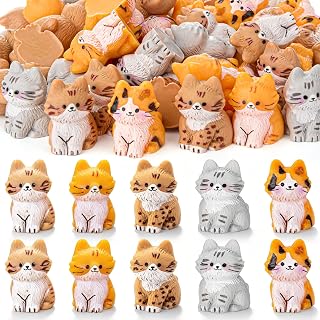 Geelin 50 Pcs Mini Cat Duck Figurine Bulk Resin Tiny Duck Figurines