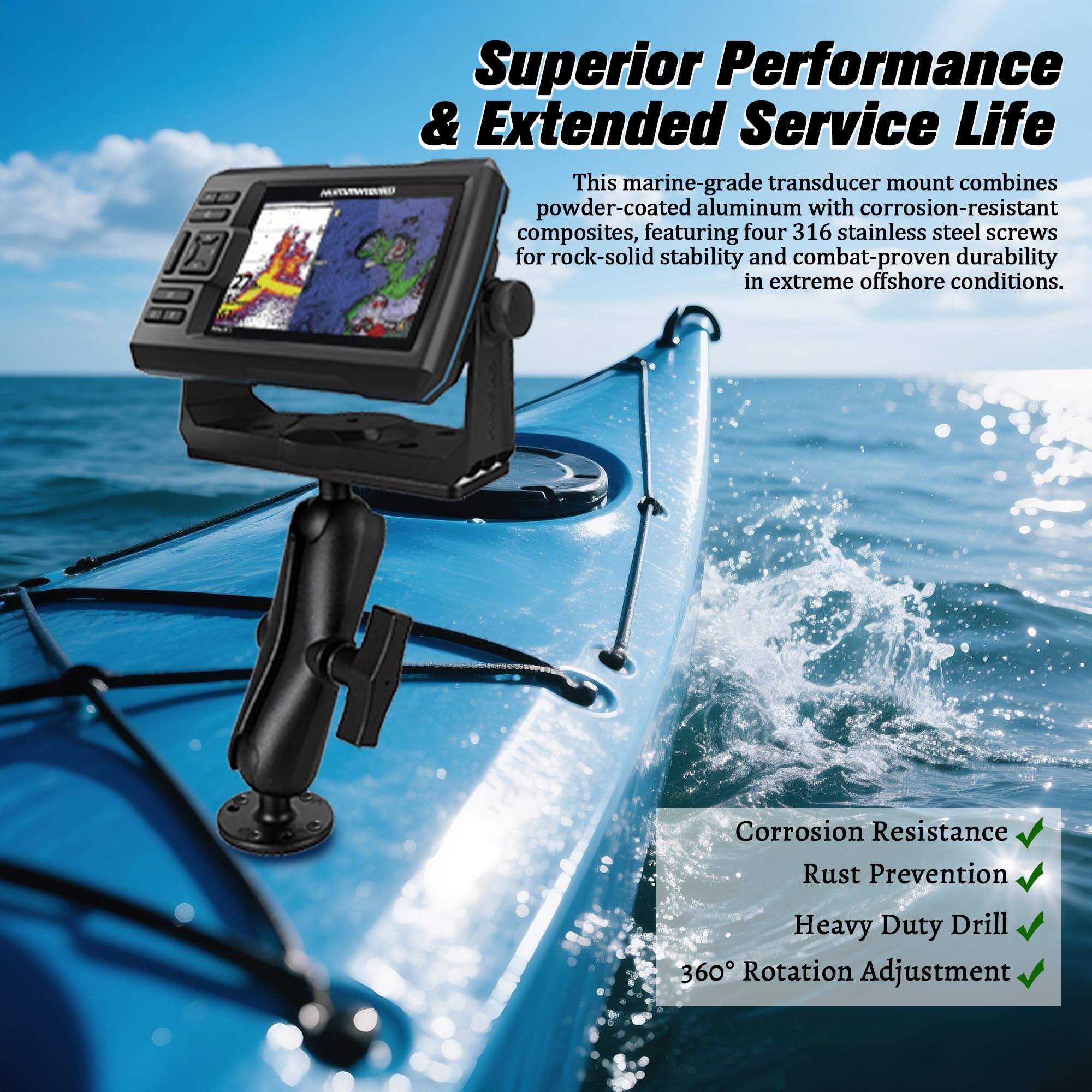 Aluminum Fish Finder Mount with 1.5