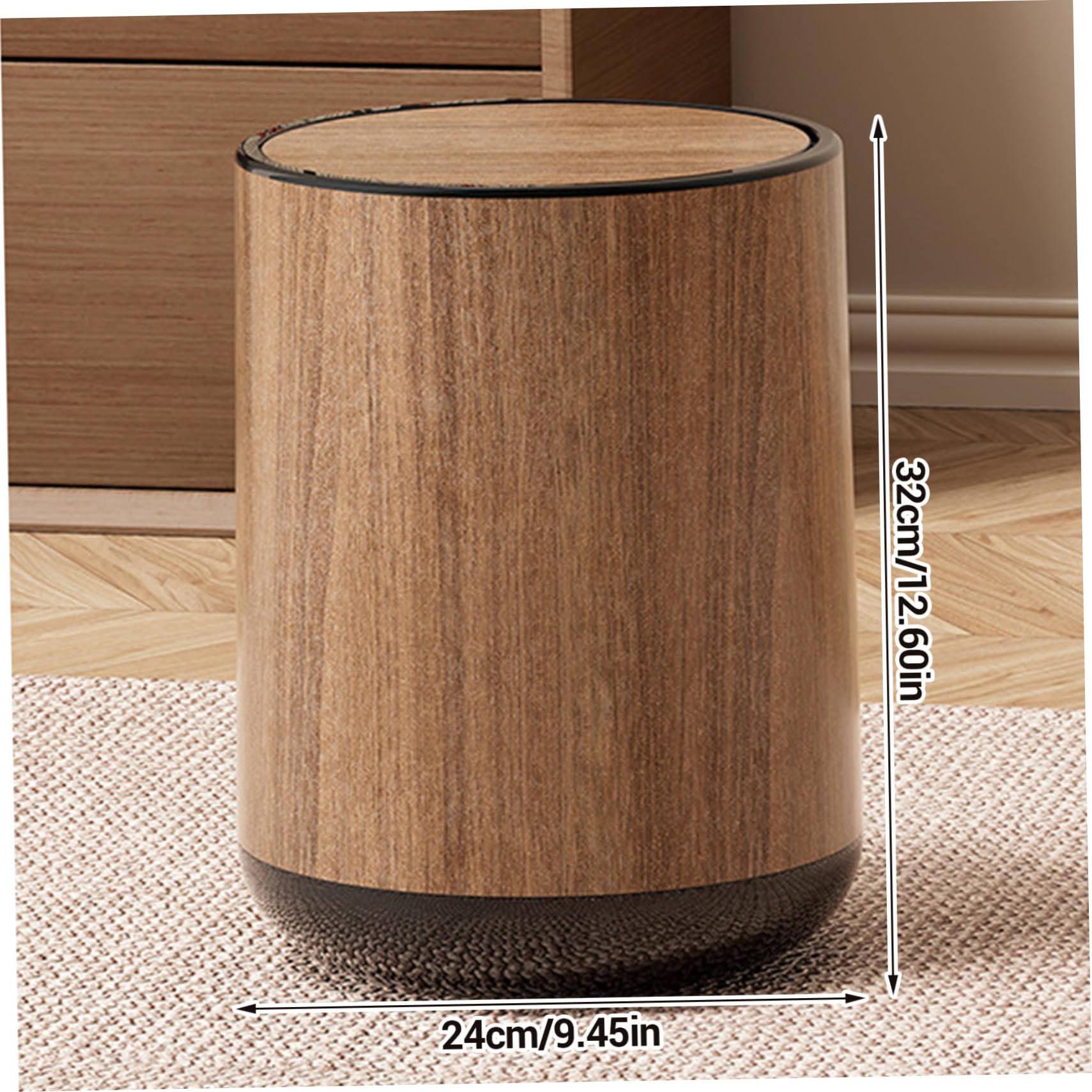 Badezimmer-Mülleimer mit Deckel, Mülleimer, 15 l, Holzmaserung, Badezimmer mit Schwingdeckel, abnehmbarer Inneneimer, minimalistischer für Büro, Schlafzimmer