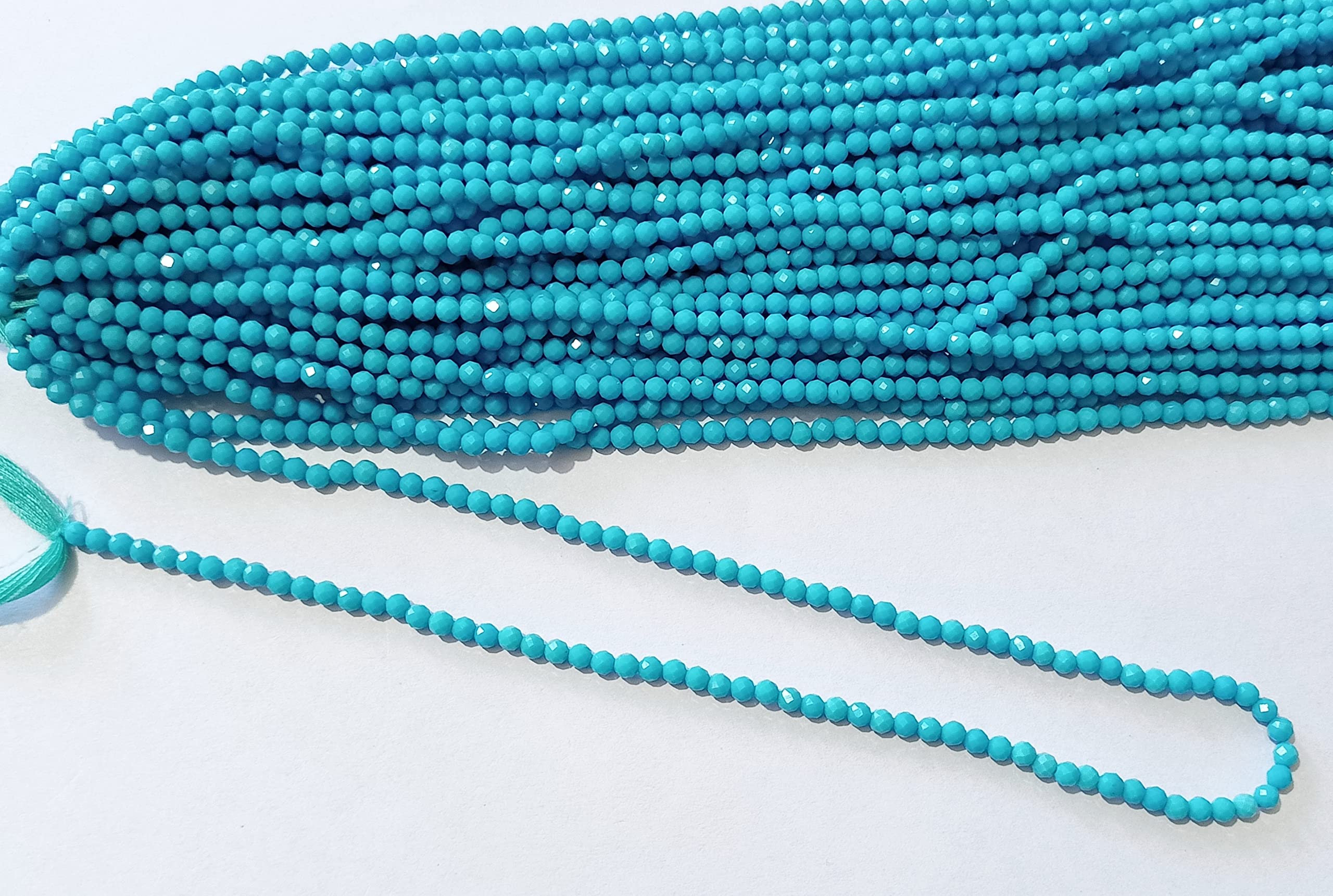 Cuentas redondas facetadas de color turquesa natural de 3 mm aprox. | Un hilo de 12 pulgadas | Cuentas para joyería de bricolaje, pendientes, collares, pulseras y tobilleras (10)