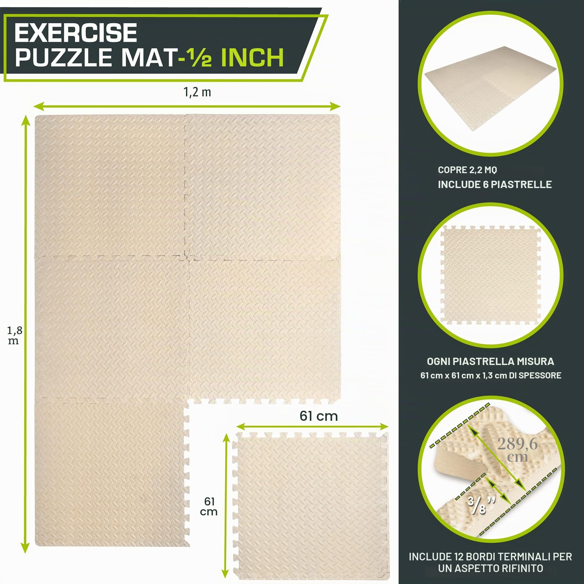 ProsourceFit Exercise Puzzle Mat, EVA Foam Interlocking Tiles Protective and Cushion Flooring for Gym Equipment, Exercise and Play Area