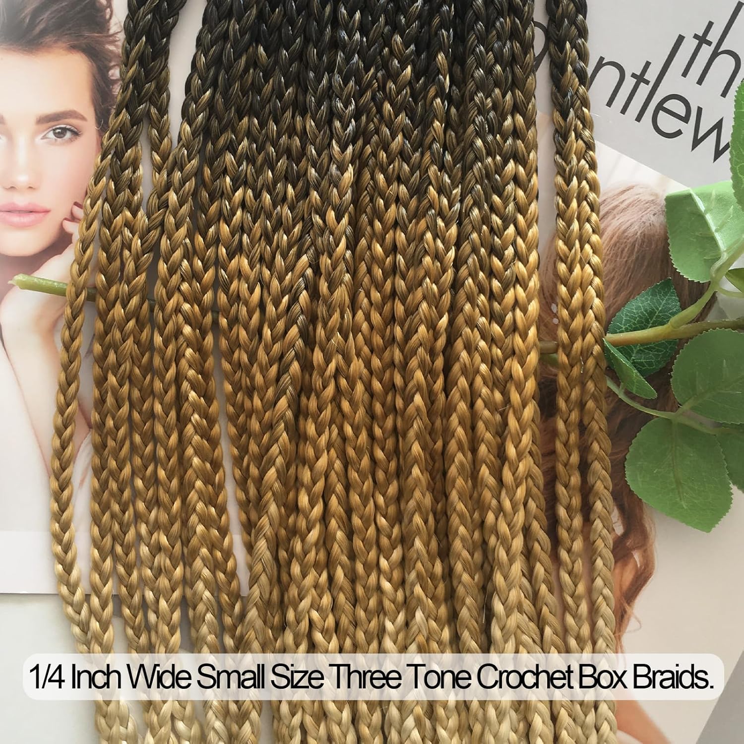 Ombre Blonde Box Braid Crochet Hair 1B/27/613 20 Inch Pre Looped Crochet Braids Knotless Small Size Crochet Box Braids Pre-looped Crochet Hair for Black Women (T1B/27/613, 20 inch box braids 6 packs)