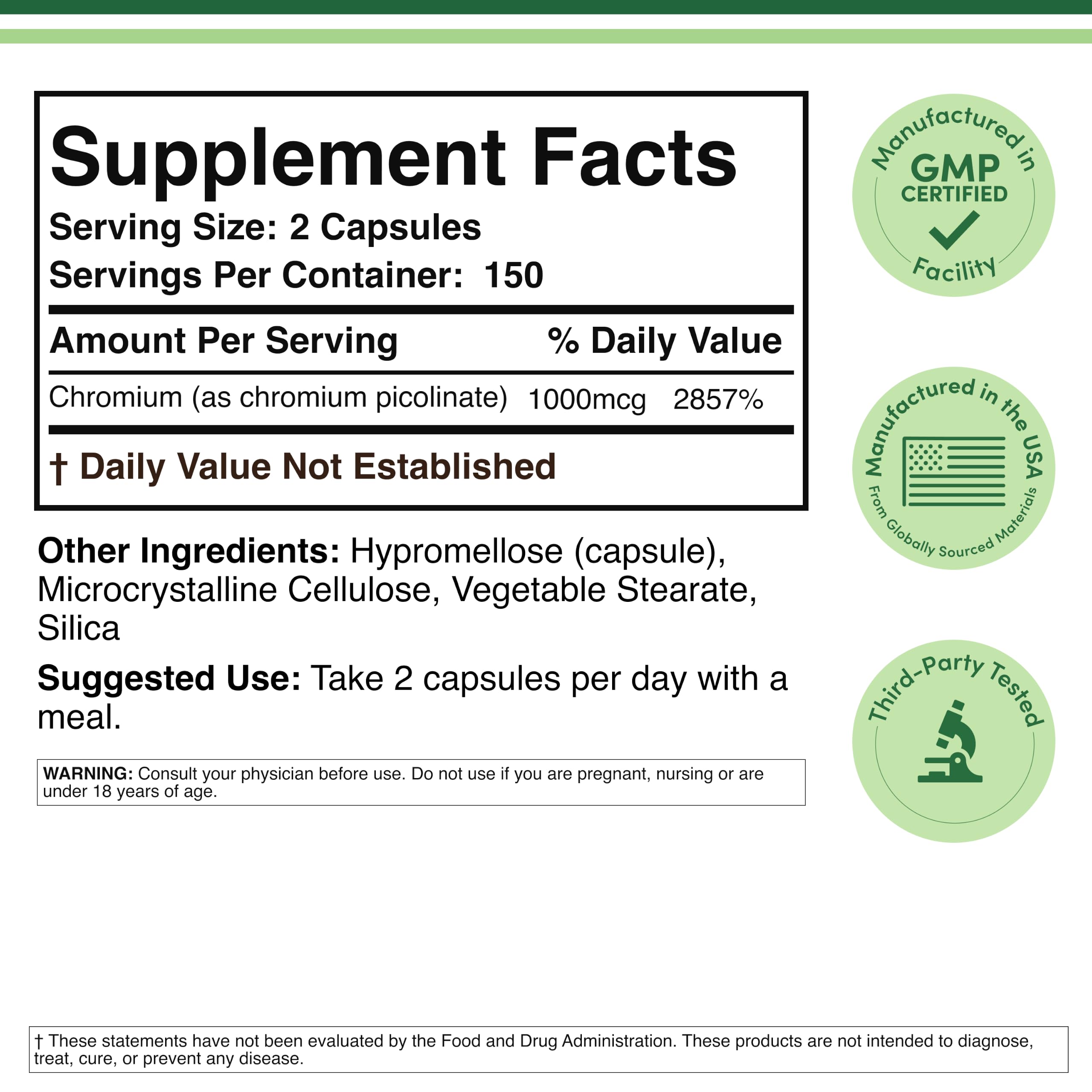Chromium Picolinate 1,000mcg, Highly Absorbable Chromium, 300 Capsules — Amazon image 5
