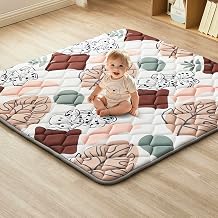 Crawling Blanket for Babies 47 x 47 in, Foldable Crawling Mat for Babies, Soft and Non-Slip Play Mat, Suitable for Children's Rooms Floor Mat Leaves
