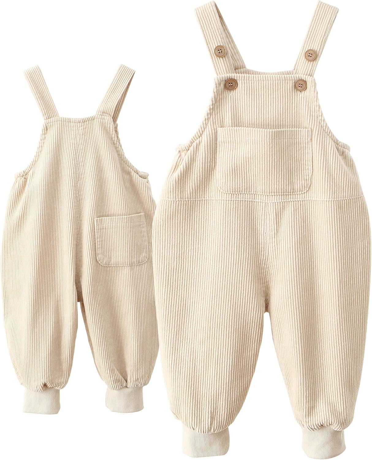 Baby Boy Girls Corduroy Overalls Elastic Cuff Jumpsuit Suspender Pants with Pocket Outfit Fall
