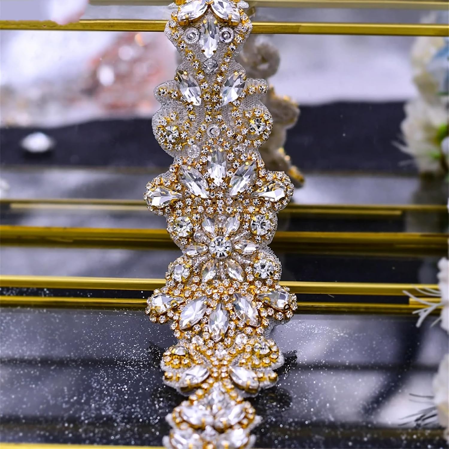 Women’S Gold Bridal Belt For Weddings Parties And Ladies Dresses With Luxurious Rhinestone Appliques