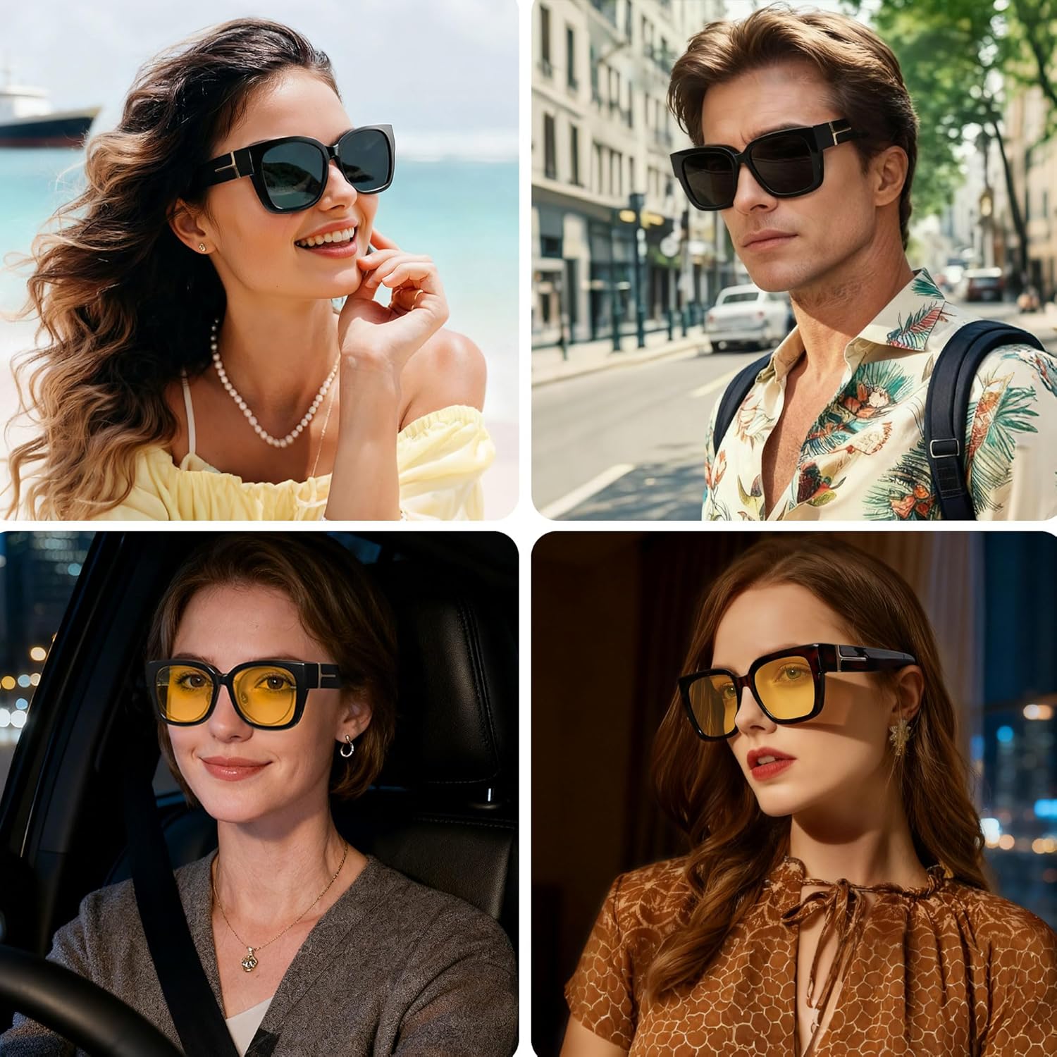 ANDWOOD Polarized Sunglasses Fit Over Glasses for Women Men Oversized Square Shades UV400 Protection - Image 2
