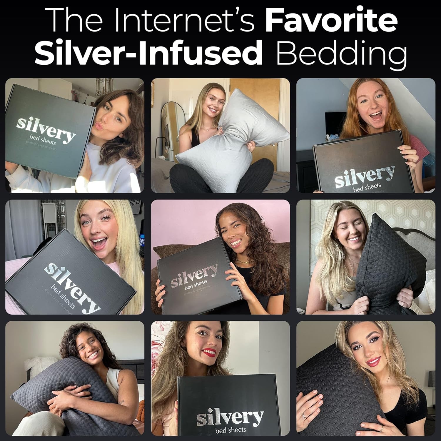 Silvery Silver Infused Bed Sheets Set - Award-Winning Self-Cooling Fabric with Self-Cleaning Silvery Technology™ That Stays Fresh 3X Longer for Hygienic Sleep (Gray, King)