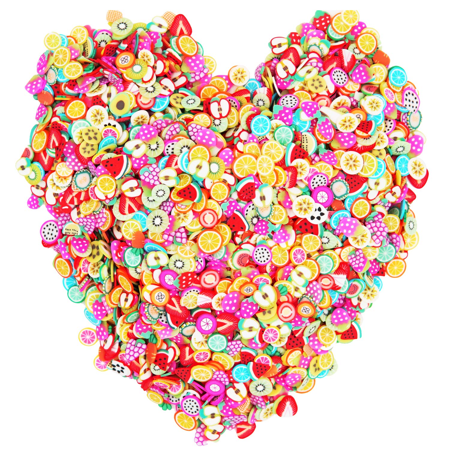 3D Fruit Nail Art Slices 15000 PCS, YOUYOUTE Fruit Slime Supplies/Charms Slime Acessories/Slime Add ins/Polymer Clay/DIY Nail Art marking kit Cute Designs decoration Arts Crafts Bulk Homemade Variety