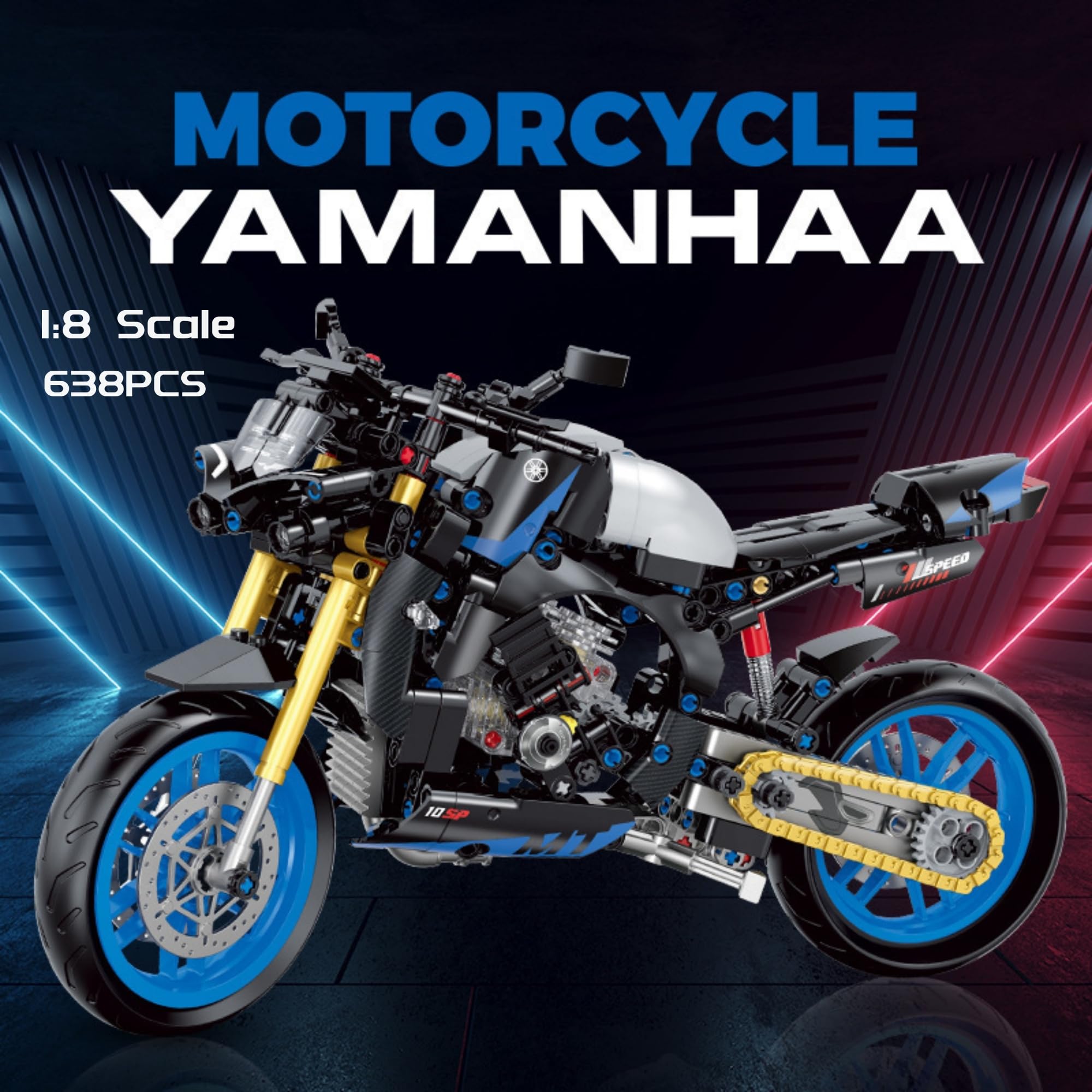 JVAVNE Technik Racing Motorcycle Building Blocks Set, 1:8 Simulation Motorbike - Image 2