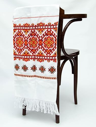 78.7x11.8 in Ucrania Rushnyk mano punto de cruz bordado naranja decoración de la boda