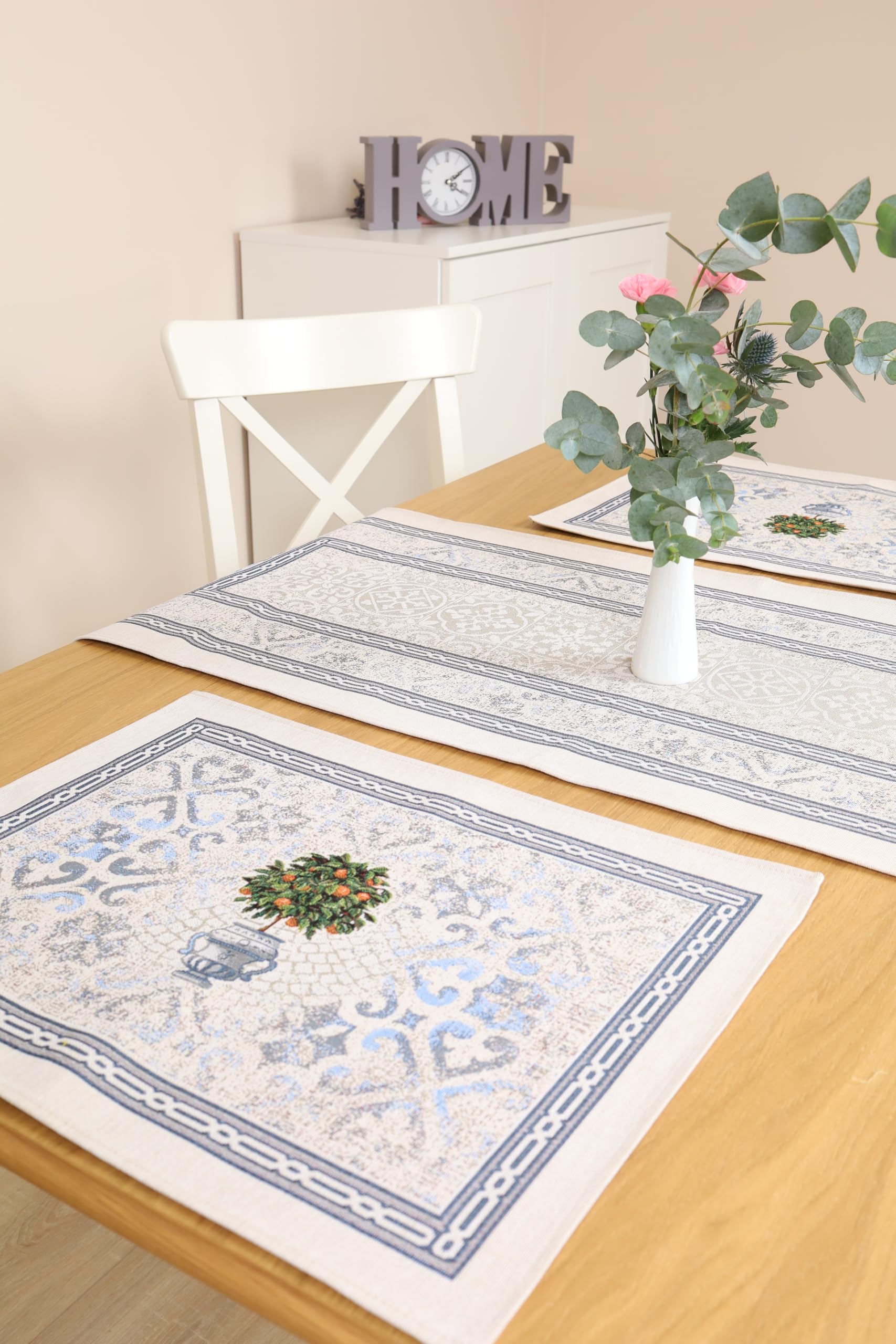 Tischsets Platzsets Abwaschbar 12er Set, 40x50 cm, Platzdeckchen Stoff 100% Jacquard Gobelin, Untersetzer Teller Hochwertige Wiederverwendbare für Hochzeit, Geburtstag, Küchen, Cafe - Italien