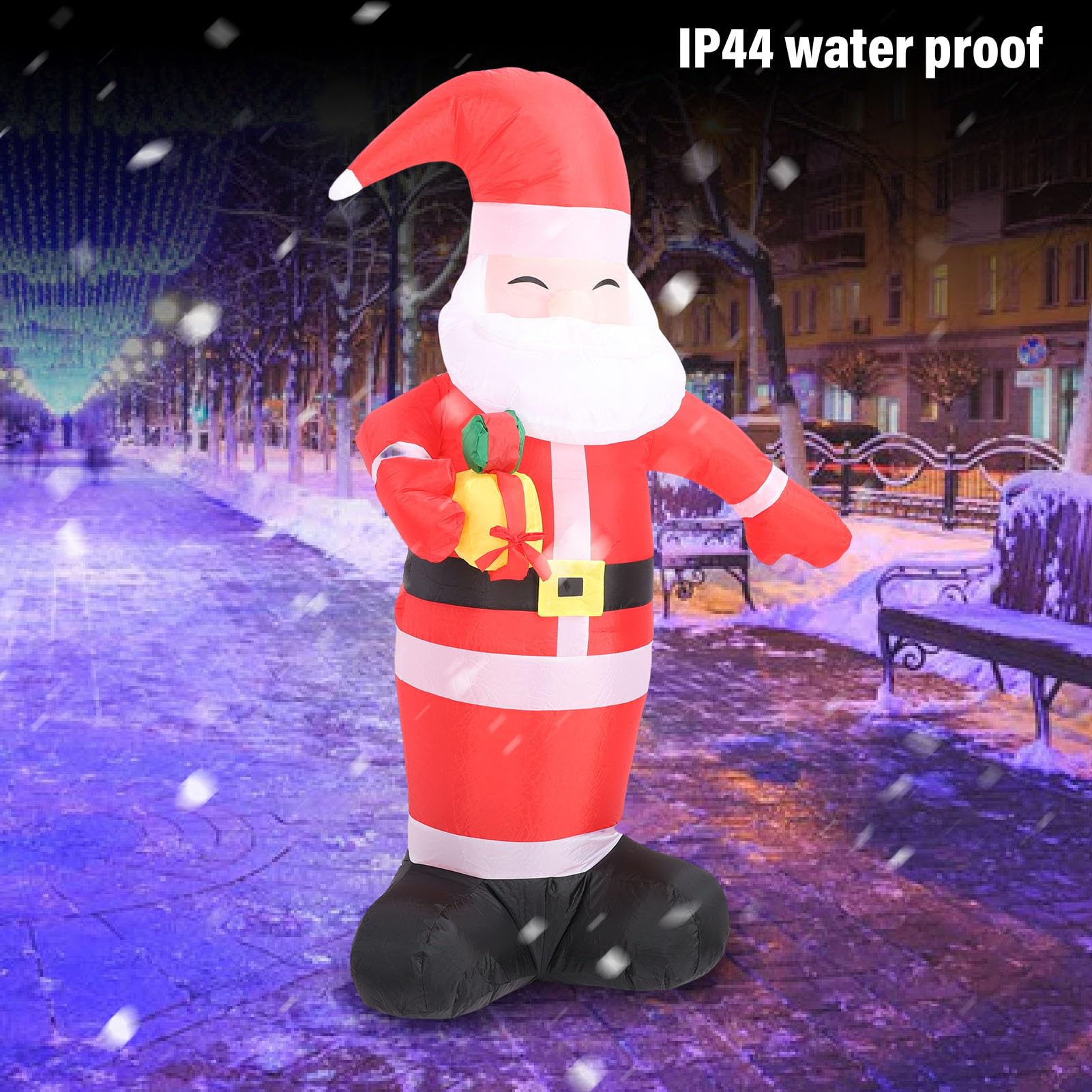 4,9 Pieds Père Gonflable Noël Noël Santa Claus en Plein Air Décoration (Plug UE 220-240V)