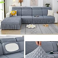 Vista 11 de Fundas elásticas para cojín en forma de L, funda de sofá modular de 1/2/3/4 asientos, con falda, sillón, sofá biplaza, protector de muebles