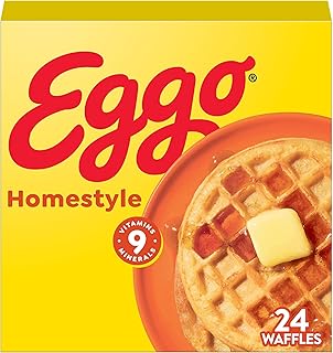 Eggo Frozen Waffles, Frozen Breakfast, Breakfast Food, Family Pack, Homestyle, 29.6oz Box (24 Waffles)
