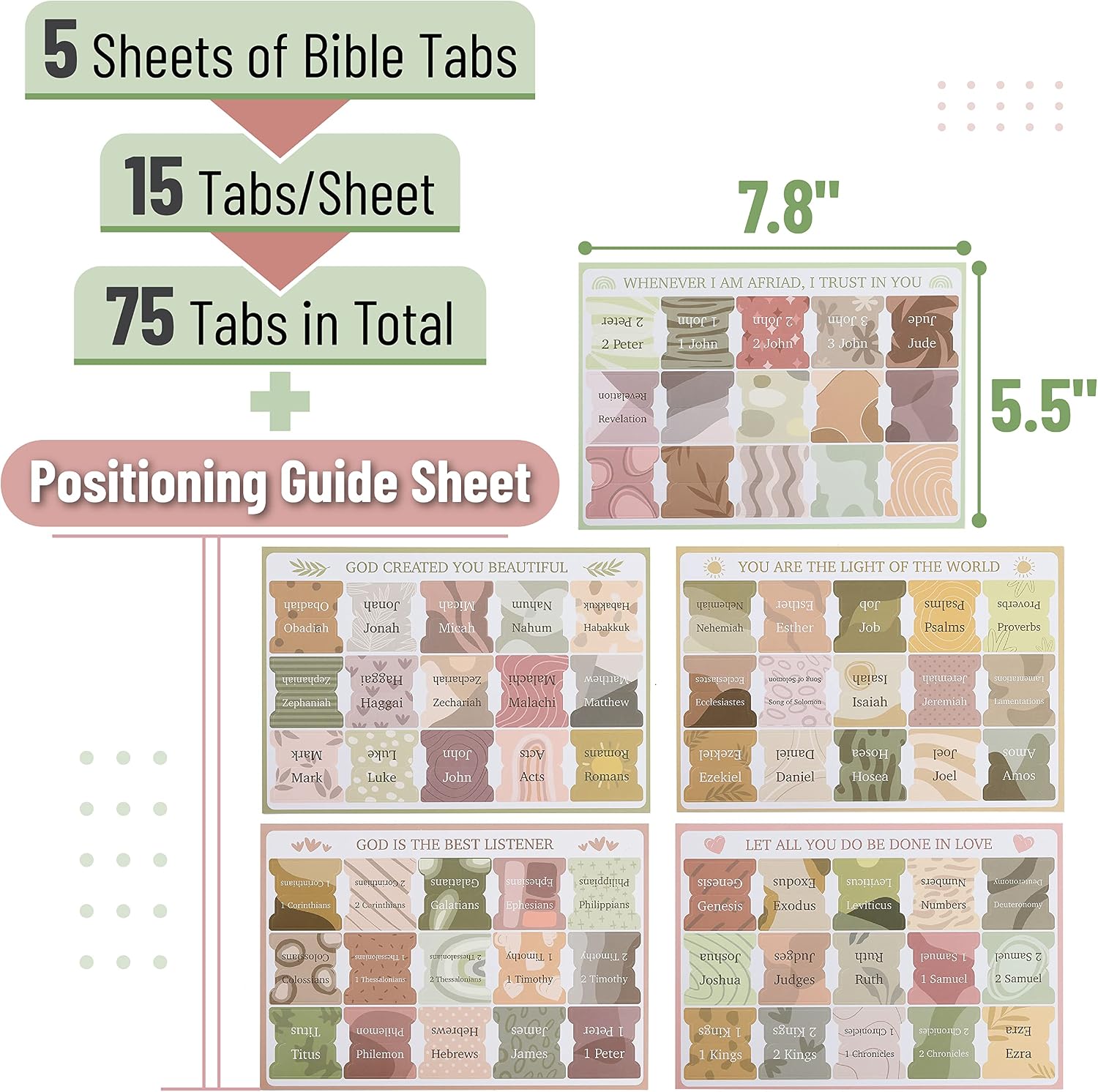 Mr. Pen- Bible Tabs, 75 Tabs, Boho Theme, Laminated Bible Tabs for Women and Men, Bible Tabs for Study Bible, Bible Index Tabs, Bible Book Tabs, Bible Labels Tabs, Mr Pen Bible Tabs