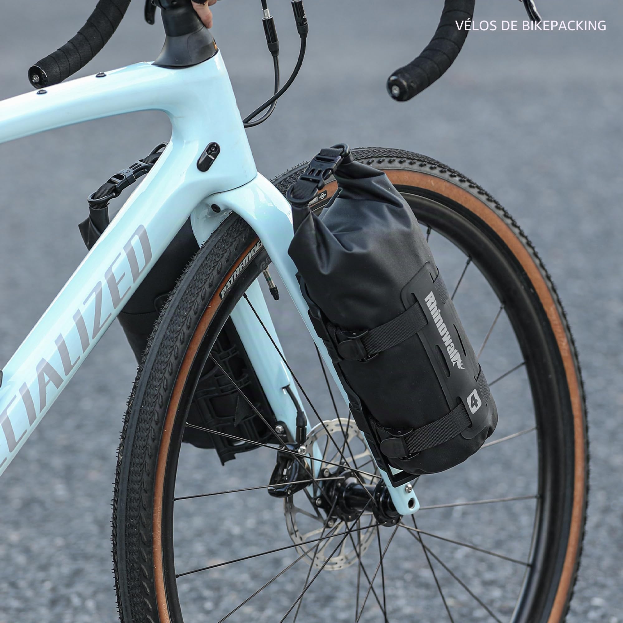 Rhinowalk Sac de fourche avant imperméable 4L pour vélo, accessoires de vélo de montagne et de route, noir