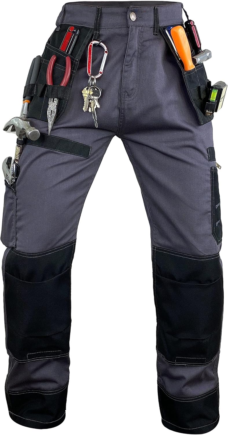 Notus Men's Work Safety Pants Cordura Knee Reinforced Casual Tactical Trousers Utility Tools Holster Pockets