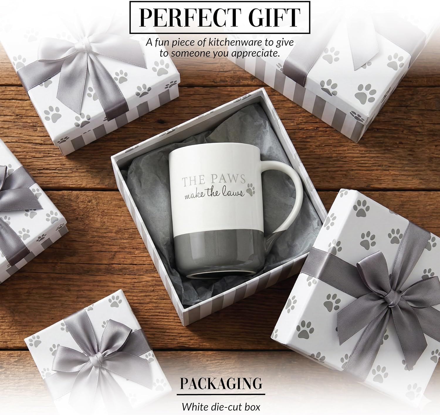Pavilion Gift Company - The Paws - 18 oz Ceramic Dog Lover Cat Lover Pet Lover Humor Kitchenware Drinkware Coffee Tea Cup image 3