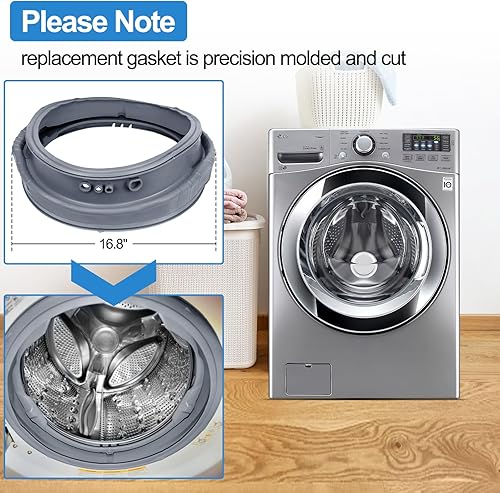 Miniatura 7 de MDS47123605 - Junta de arranque para puerta de lavadora compatible con sello de puerta de lavadora de carga frontal LG y piezas de arandela Kenmore