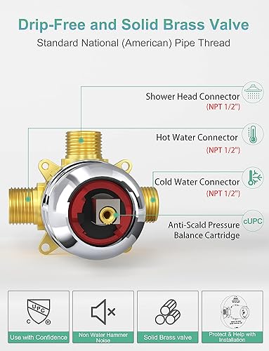 Miniatura 4 de SR SUN RISE Accesorios de ducha de 10 pulgadas con cabezal de ducha de lluvia de 1.8 GPM y ducha de mano de 27.6 pulgadas, juego completo de grifo