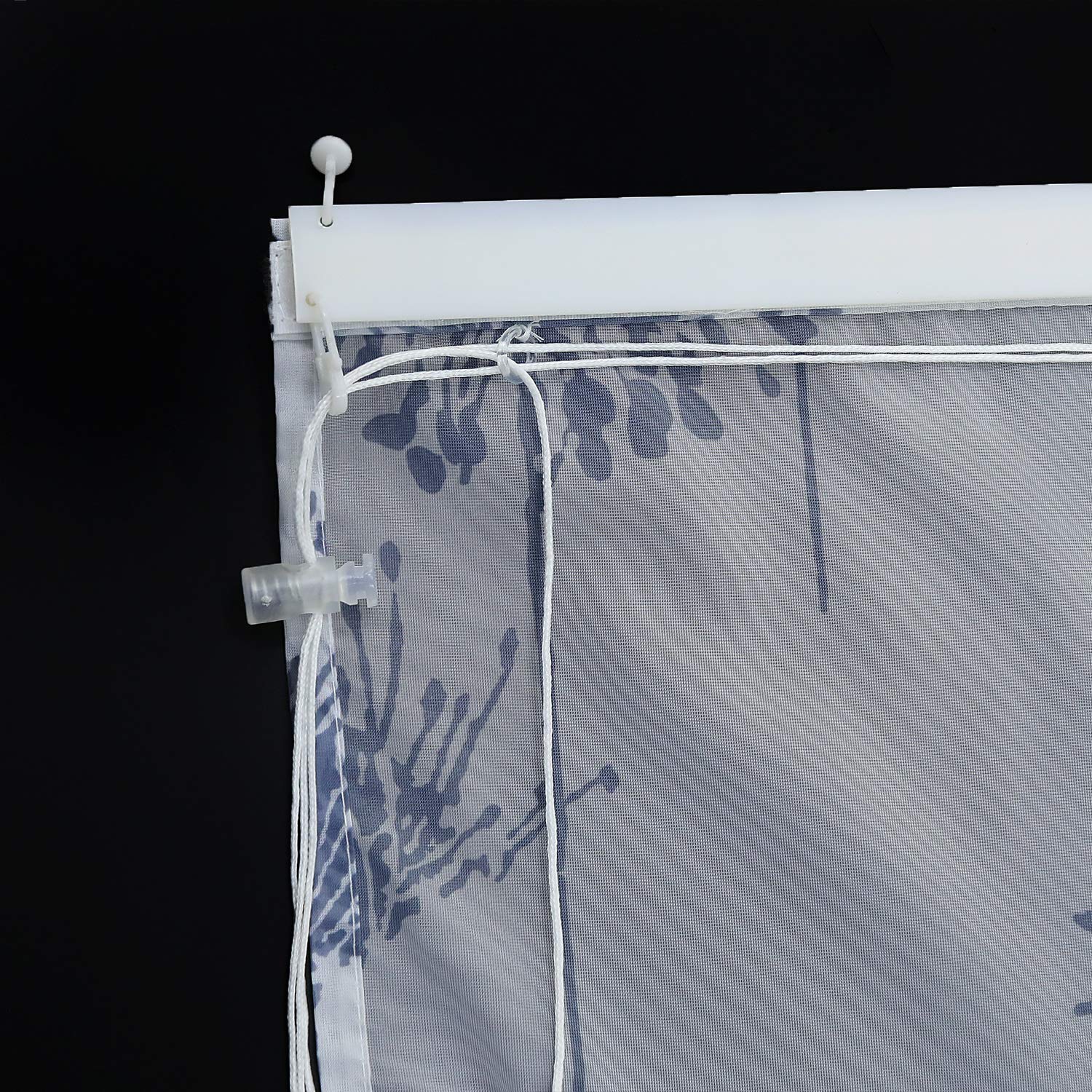 Voile Raffrollo mit Klettband Küche Transparente Raffgardine Bändchenrollo mit Pusteblume Druck Modern Weiß BxH 140x140cm 1 Stück