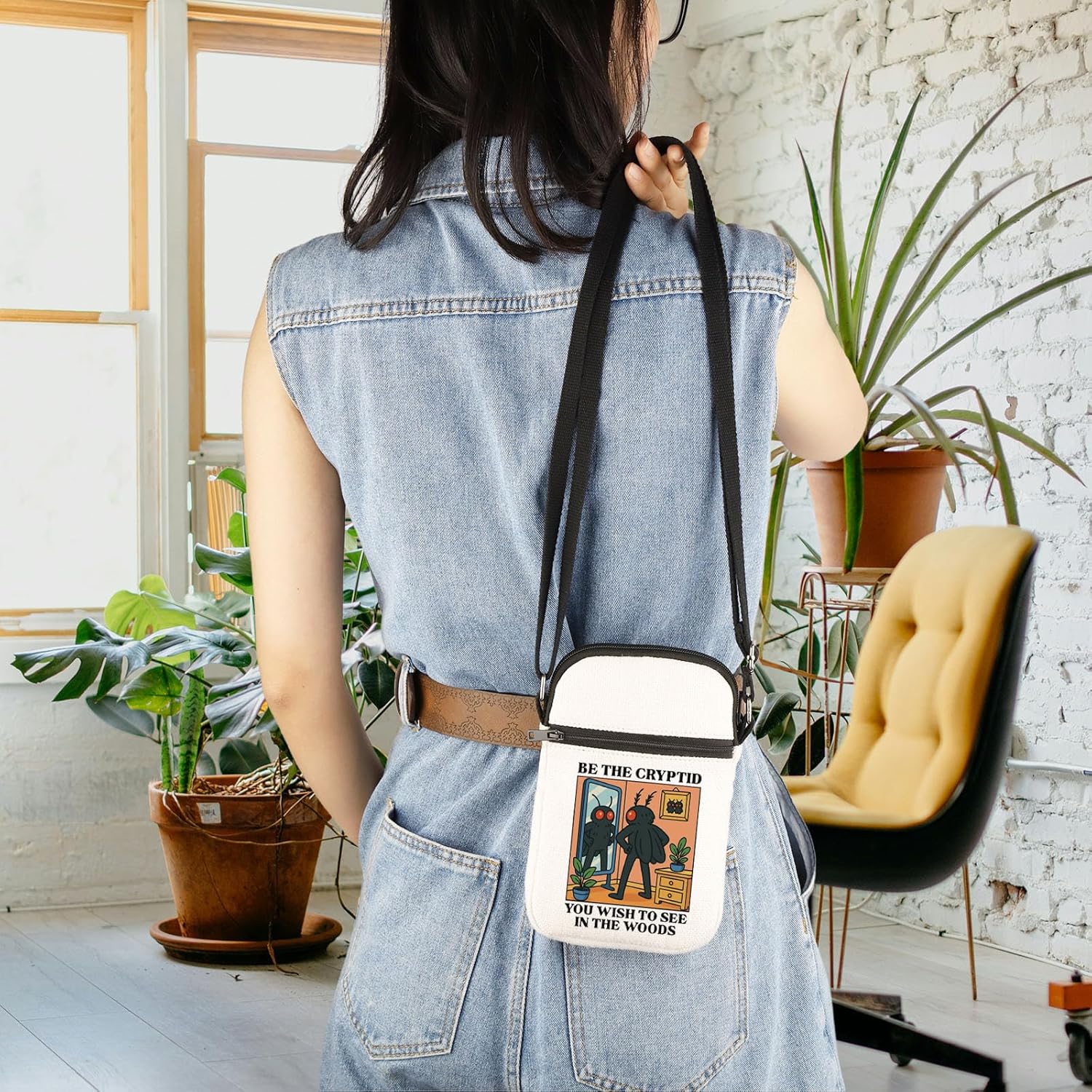 Mothman Cryptid Creature Gift Mothman Lover Gift Be The Cryptid You Wish To See Kawaii Retro Anime Crossbody Bag - Image 7