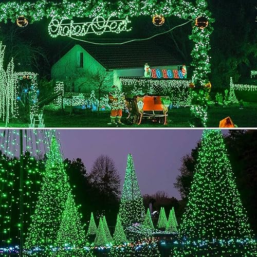 Miniatura 5 de Tira de luces extralargas de 95 pies de 240 luces LED de alambre verde para exterioresinteriores, luces de árbol de Navidad con 8 modos, tira de