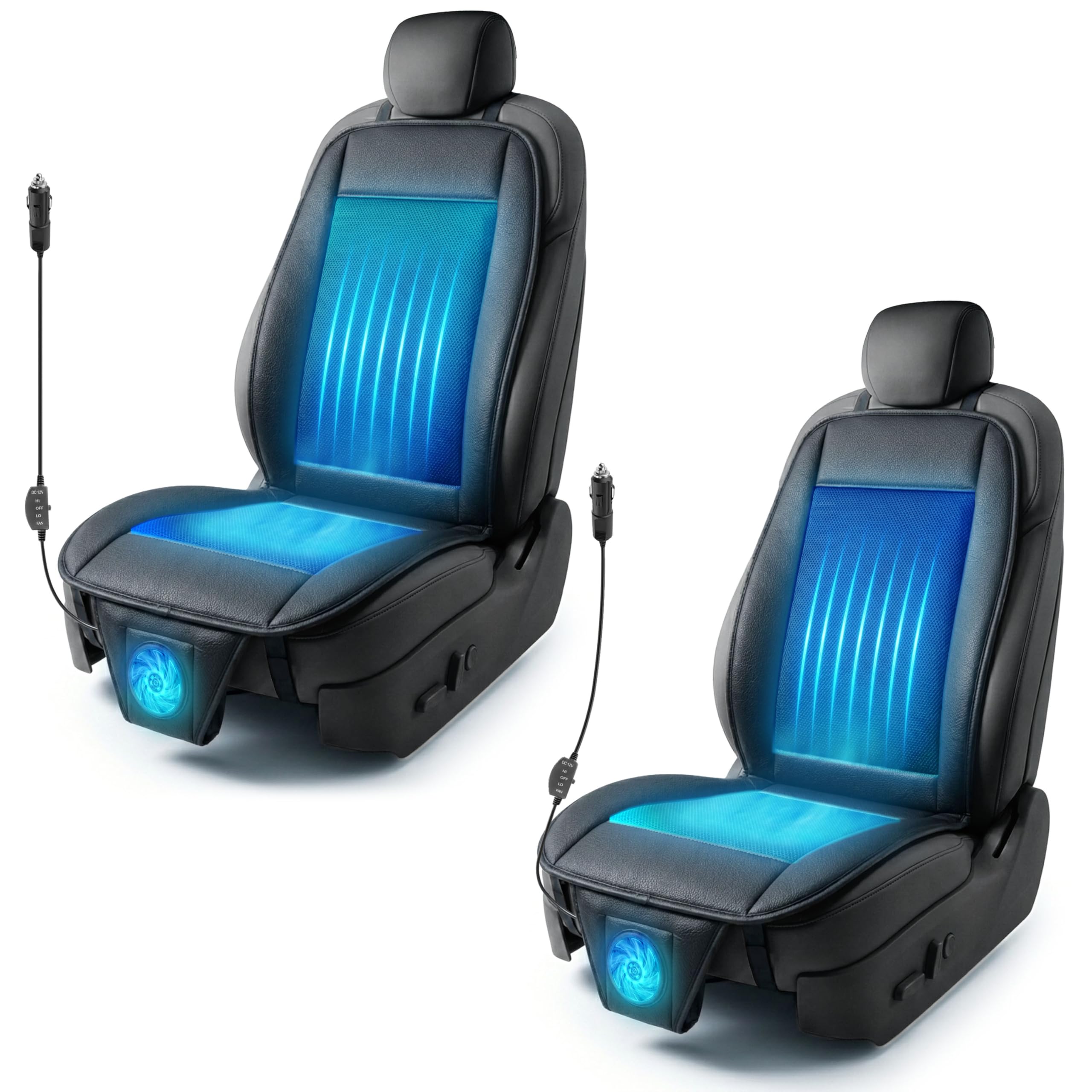 Zone Tech Black Cooling Car Seat Cushion 2-Pack