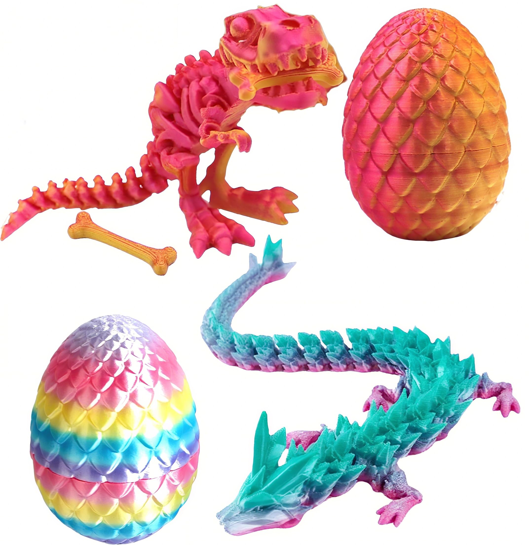 AYNKH 2PCS 3D Printed Dragon Egg,Dragons Toy,Dinosaur Eggs,Mystery Articulated Crystal Dragon Egg Fidget Toys
