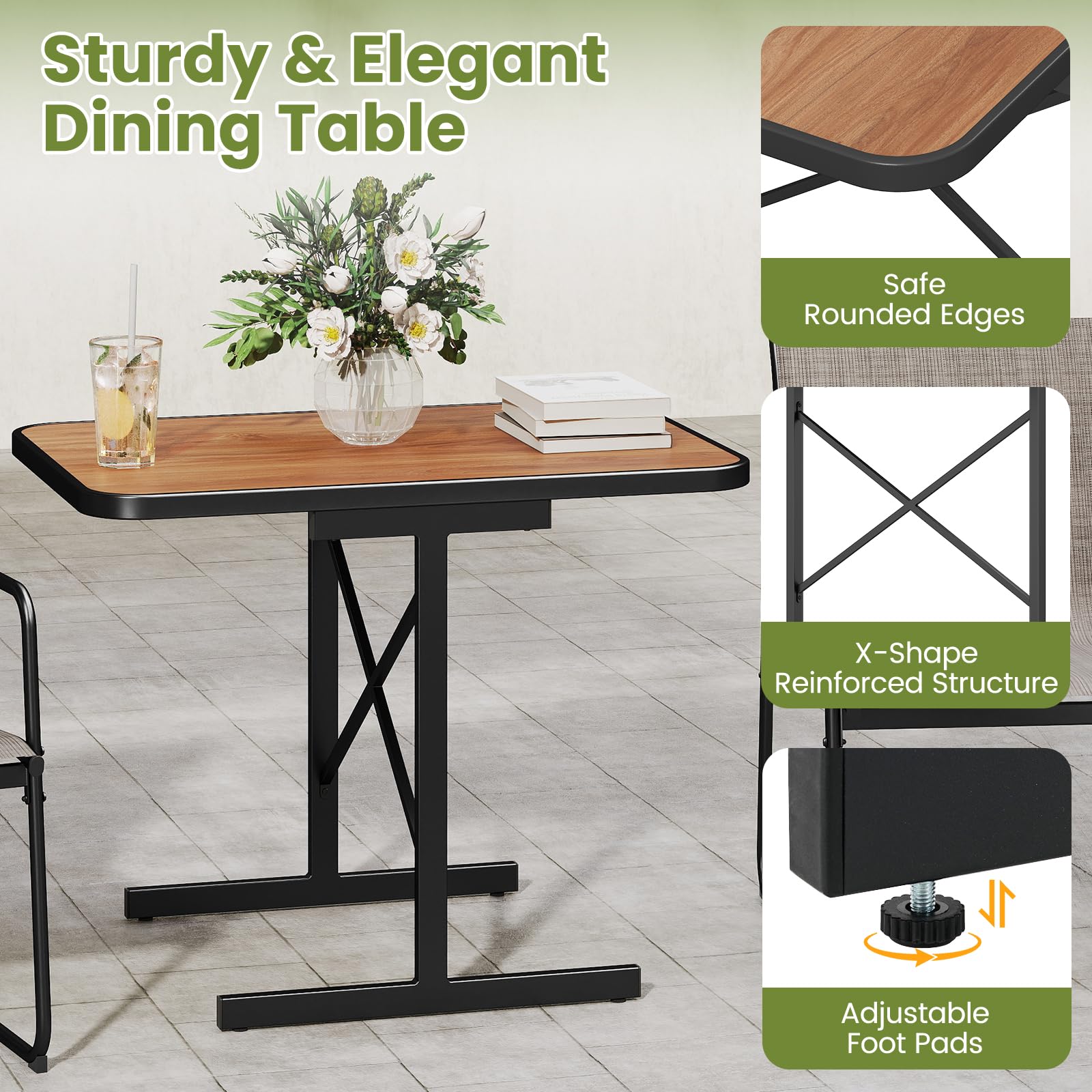 KOMFOTTEU Set di Mobile da Giardino in 3 Pezzi, Set Tavolo e 2 Sedie da Balcone in Tessuto Textilene, Set da Bistrò per Patio, Veranda, Bordo di Piscina, per 2 Persone, Grigio