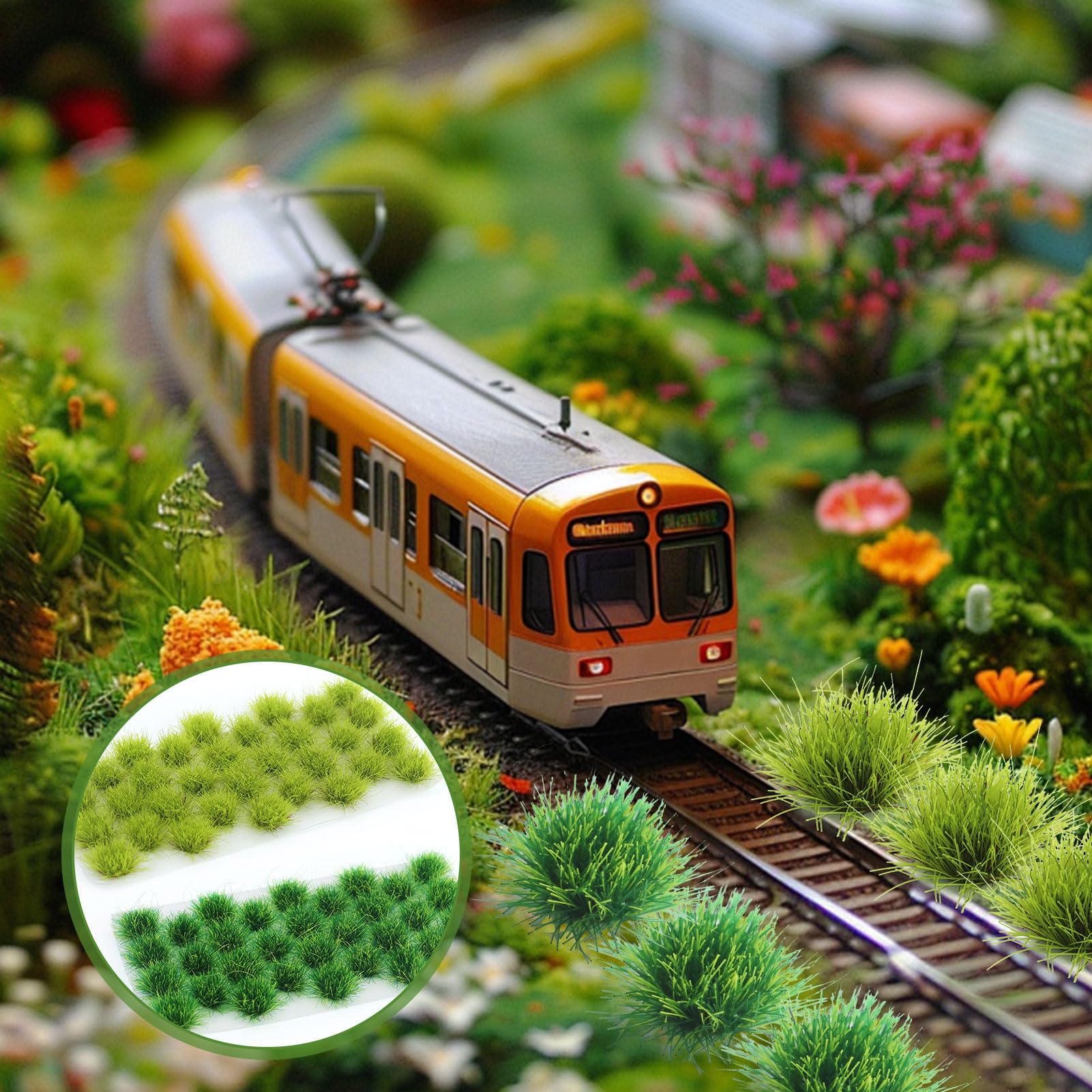 Modellismo erba, 2 cartoni, decorazione in miniatura, accessorio per modellismo, tappeto erboso, tappeto erboso per fai da te, ferroviario, paesaggio