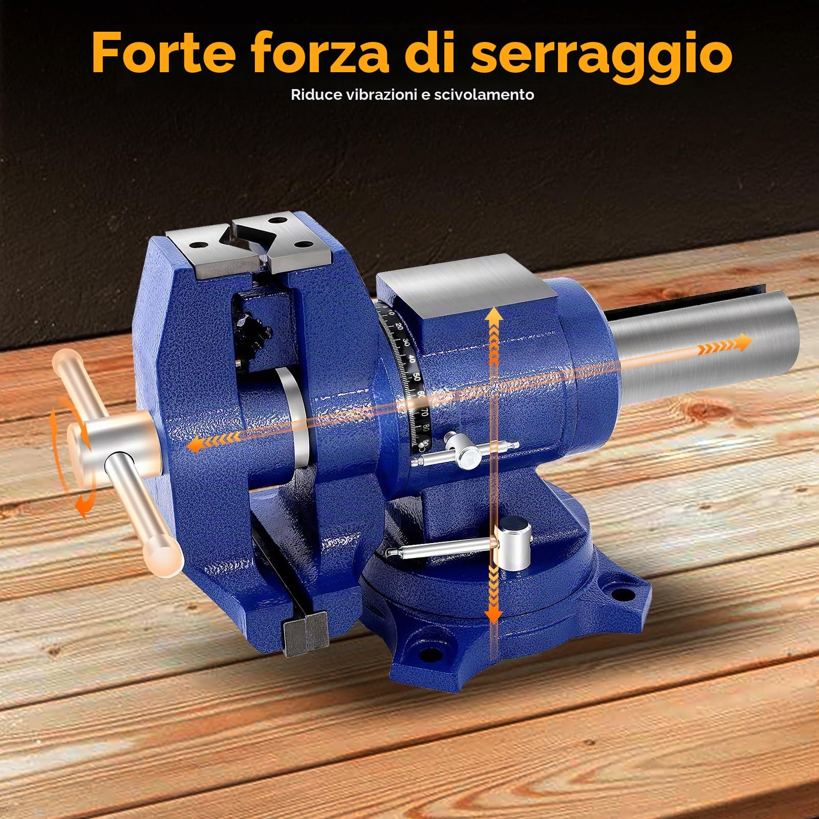 Morsa professionale per banco da lavoro ad alte prestazioni, con testa di base girevole a 360°, girevole, morsa multiuso per meccanici e ingegneri