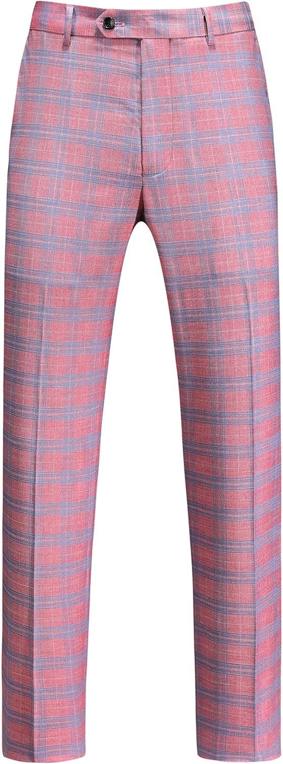 MOGU Men's Slim Fit Plaid Suit Set – Sport Coat Blazer, Vest & Pants (Each Sold Separately) for Wedding, Prom & Party