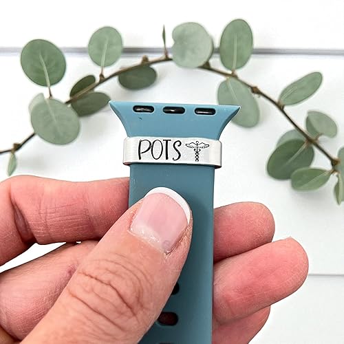 Miniatura 5 de POTS Medical Alert ID Watch Charm, Hand Stamped Tag for Smartwatch, Made of Lightweight Aluminum, Band Not Included