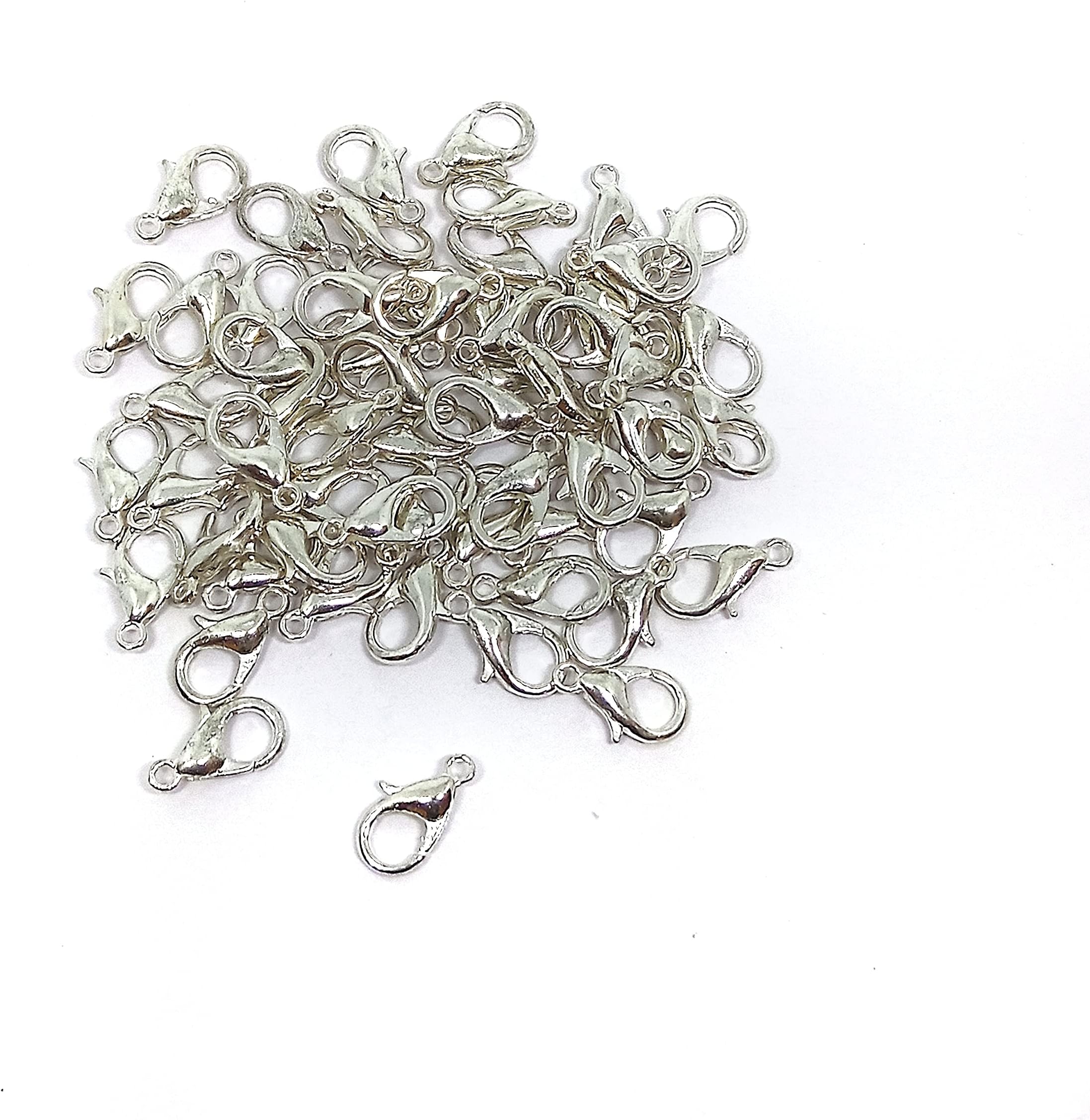 Metal Lobster Clasps for Necklace Bracelet and Other Jewellery Making - Pack of 25 pcs (Silver)