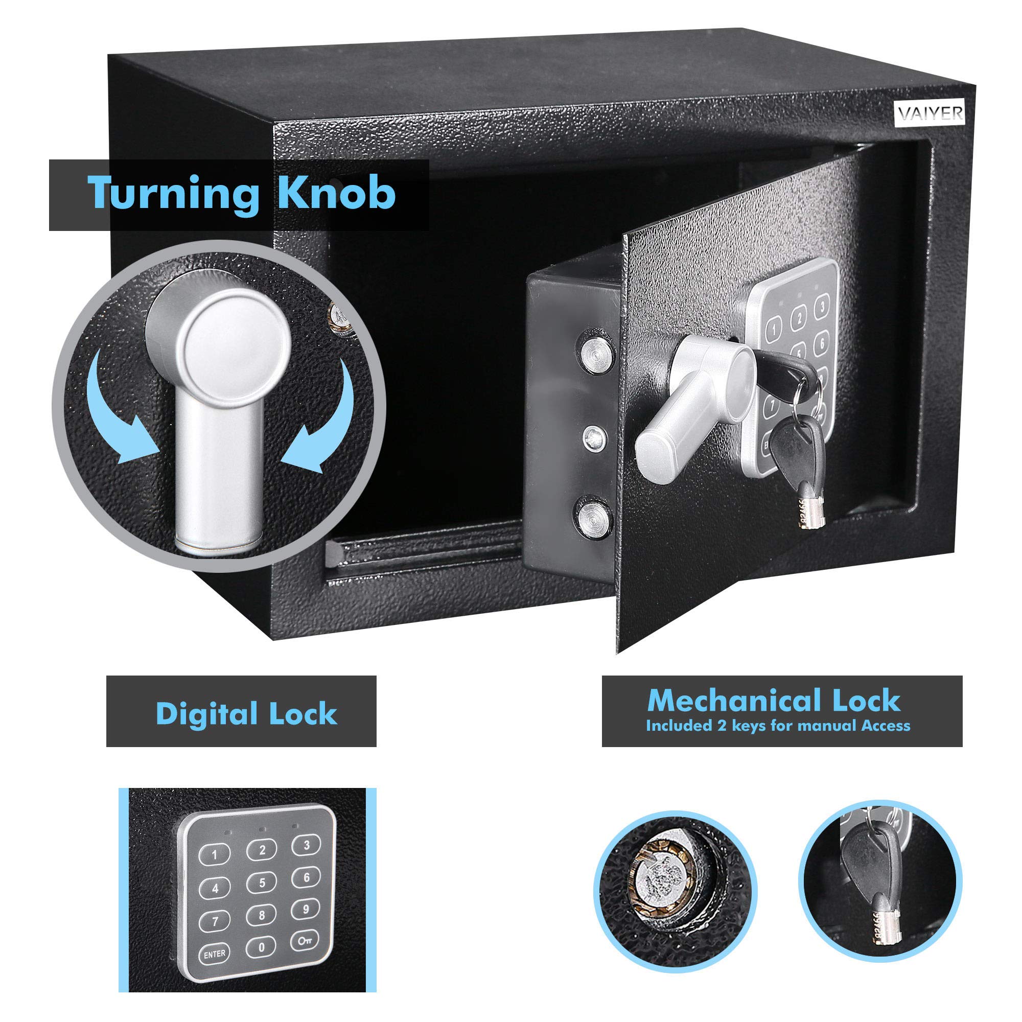 セーフボックスデジタルスモールバリューセーフ、デジタルキーパッド、セーフセキュリティ、キーセーフ、スモールオフィスホーム2緊急キー