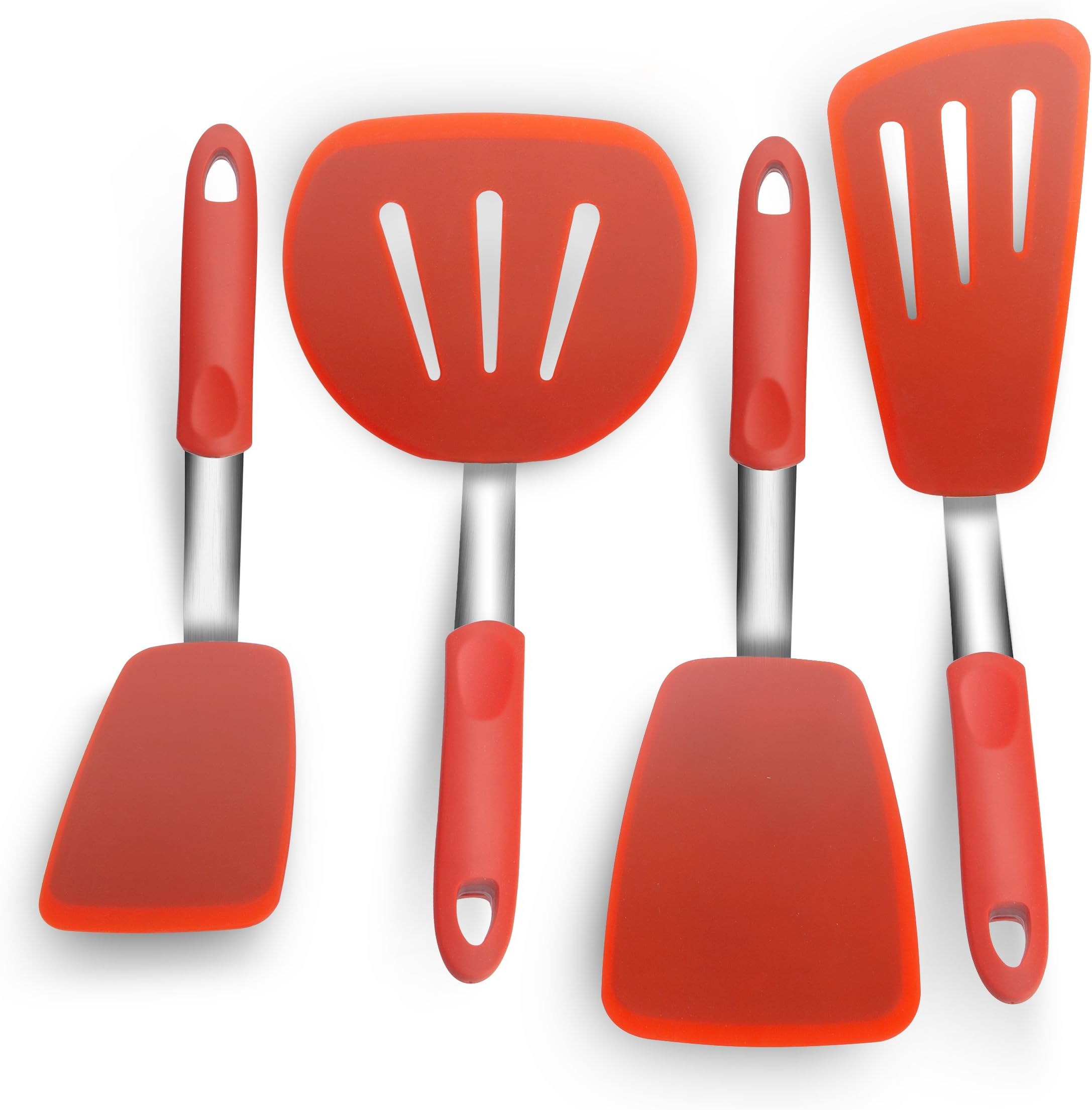 Spatula Set for Nonstick Cookware, Spatulas Silicone Heat Resistant BPA Free & FDA Approved, Regular Spatula Set, Large Spatula,Wide Spatulas Slotted Silicone, Long Slotted Egg Turner Spatula