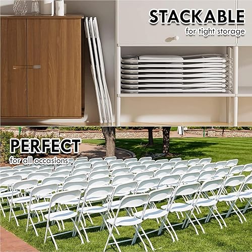 Miniatura 7 de AJP Distributors Silla plegable, cómoda silla para eventos con respaldo, asiento comercial apilable portátil para interiores y exteriores, oficina,