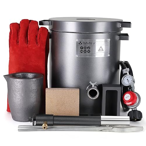 FASTTOBUY Kit de horno de fusión de propano de 13.2 lbs con crisol de grafito y pinzas 2,372.0 °F/2372 °F para fundición de refinación de fundición
