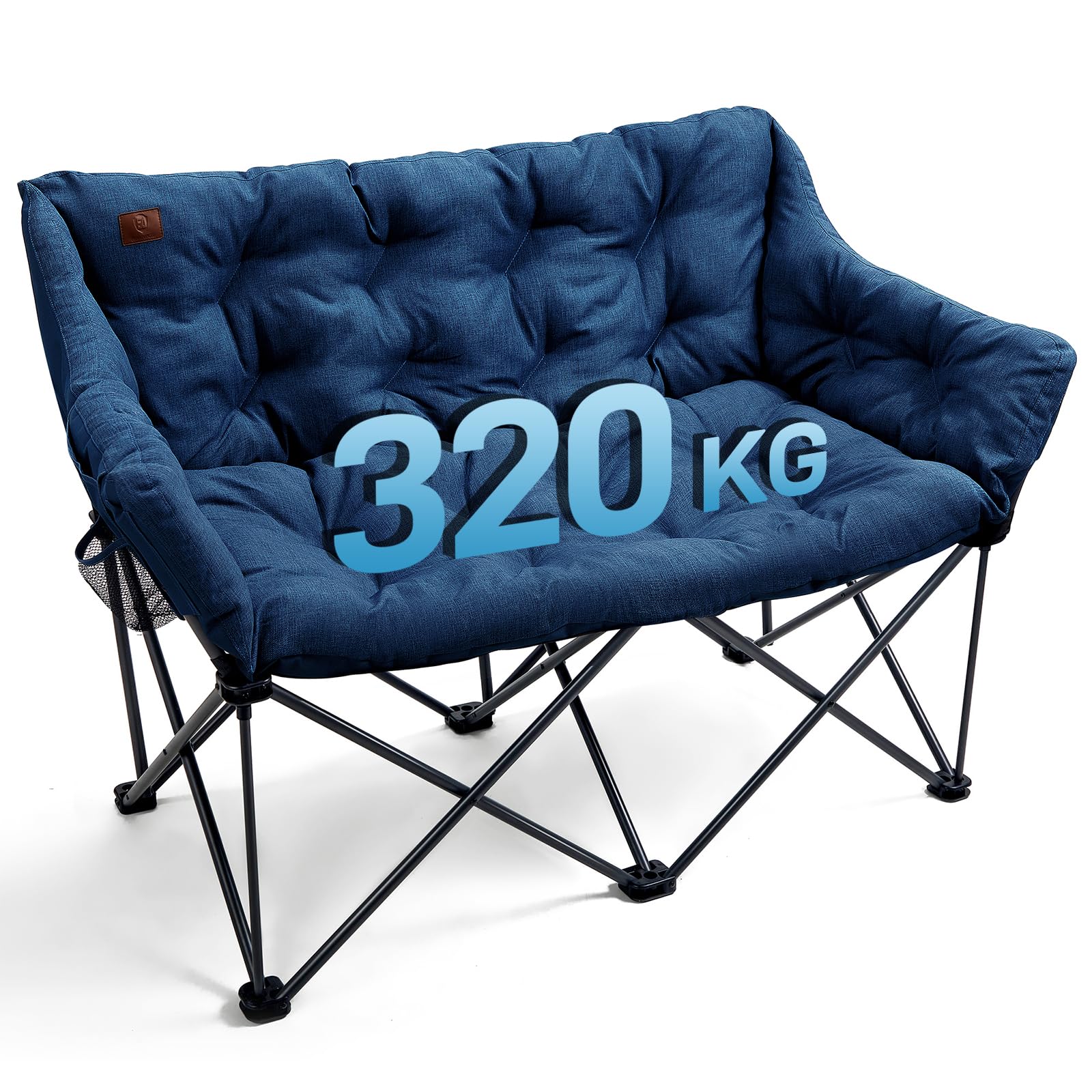 EVER ADVANCED Campingstuhl Faltbar 124CM Breit Campingsofa für 2 Personen Faltsofa 320KG Belastbar, Campingcouch Dick Gepolstert Klappstuhl XXL 2 Sitzer Hohe Lehne für Outdoor Garten Balkon Indoor